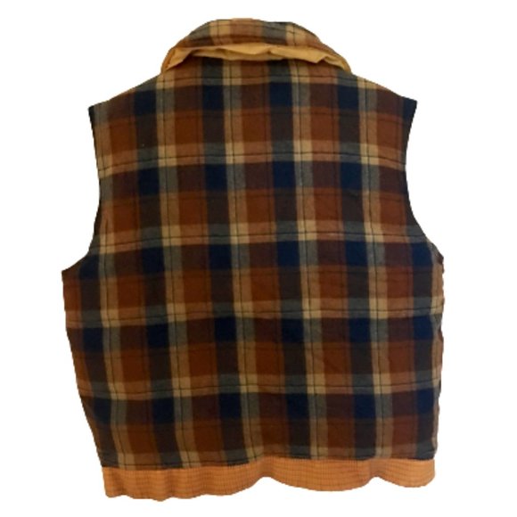 RARE Vintage 70s Plaid Wool Reversible Down Feather Puffer Vest Unisex - Picture 4 of 15